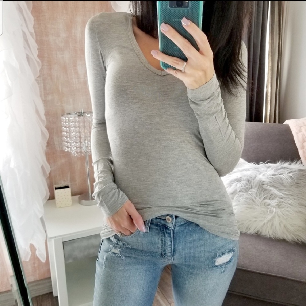 Gray L/S Basic Tee